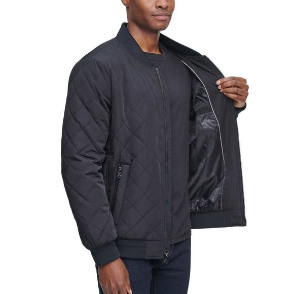 Calvin‎ Klein Men's Quilted Bomber Jacket - BLACK - Picture 3 of 5